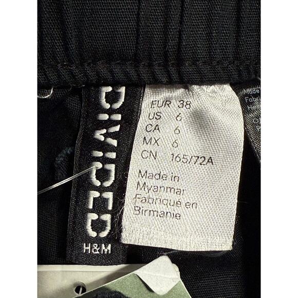 NWT Divided H&M Cargo Pants Casual Wide Leg Women's Size 6 Cotton Black - Picture 2 of 9